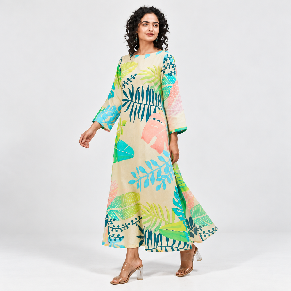 tropical print maxi dress
