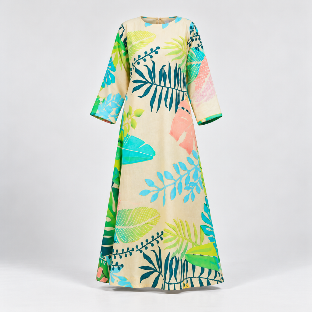 tropical print maxi dress
