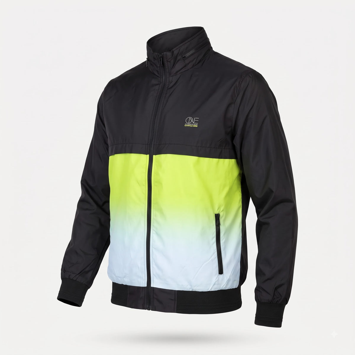black & lime colour windcheater