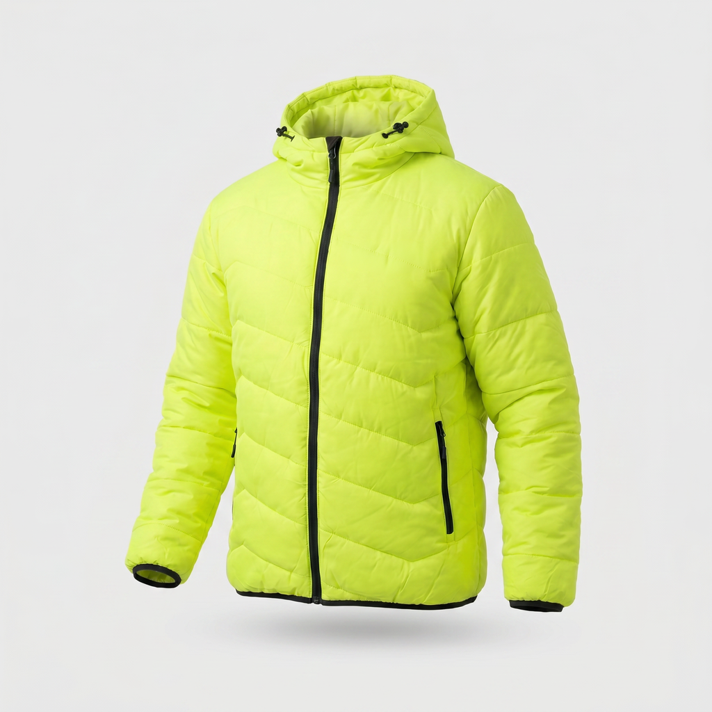 neon green regular fit hooded jacket