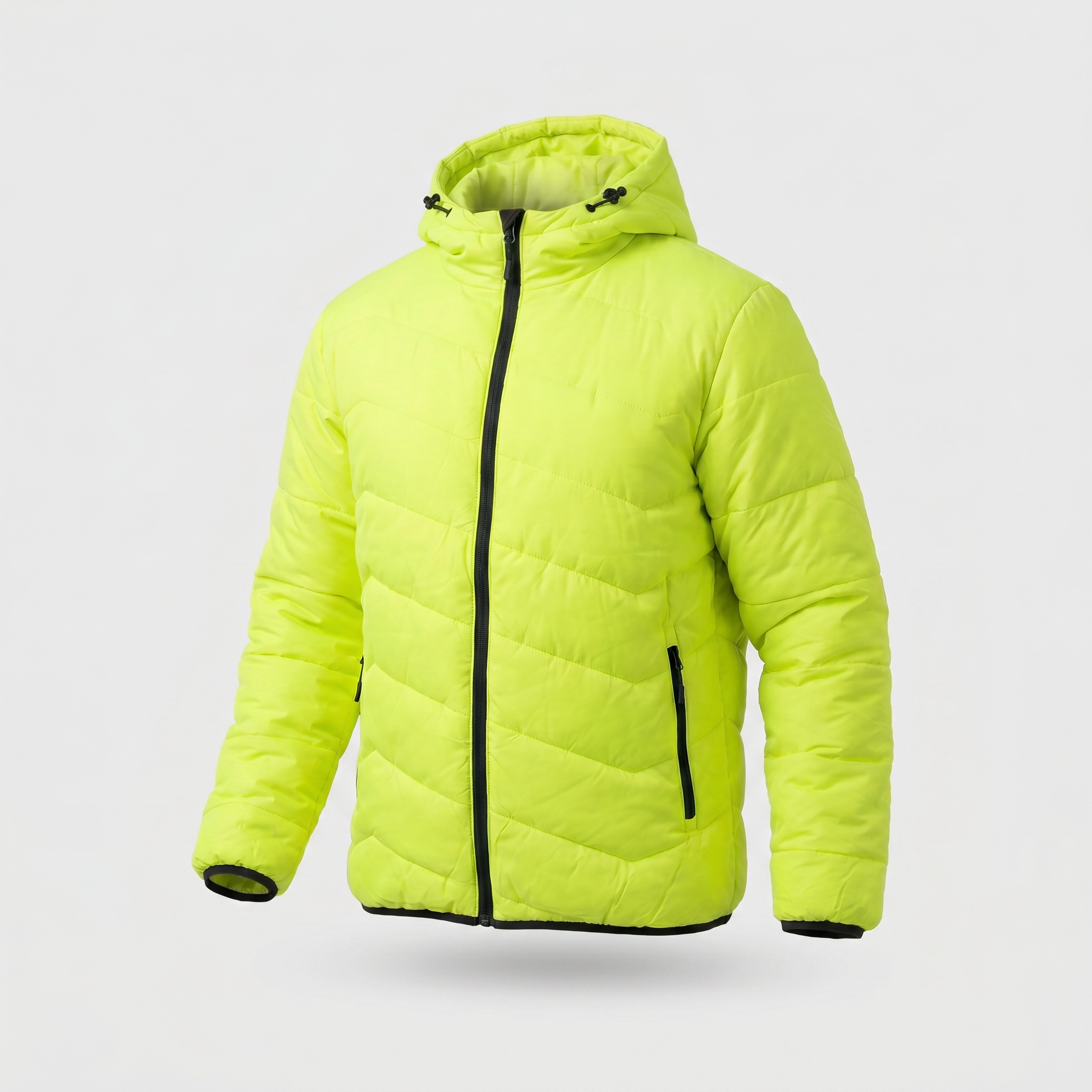 neon green regular fit hooded jacket