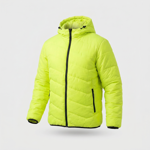 neon green regular fit hooded jacket