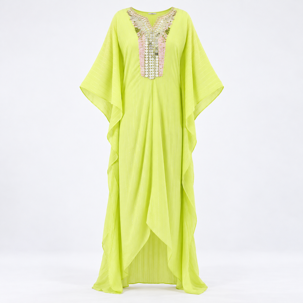 lime embellished kaftan