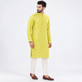 lime chikankari kurta