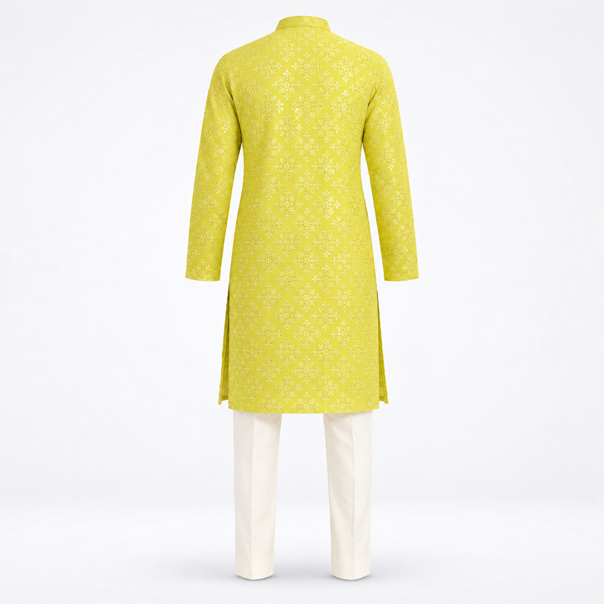 lime chikankari kurta