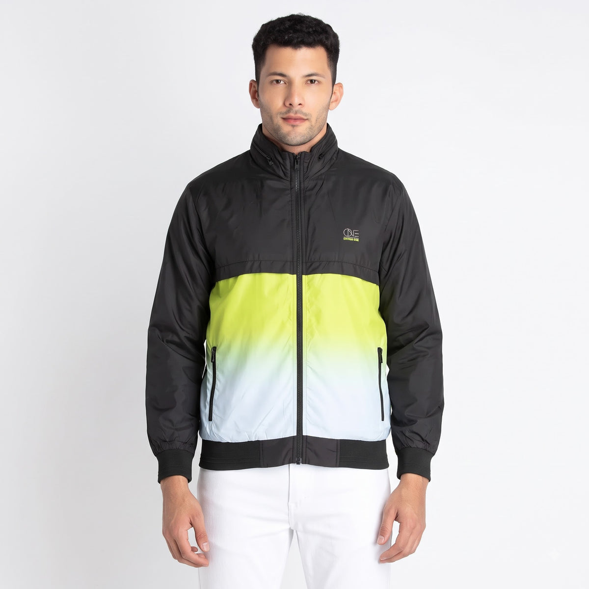 black & lime colour windcheater