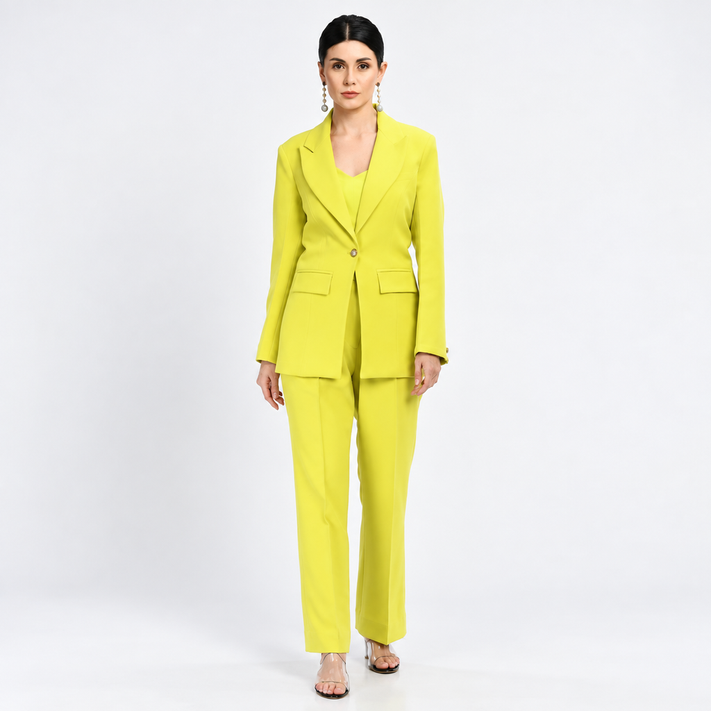 lime blazer & trouser suit