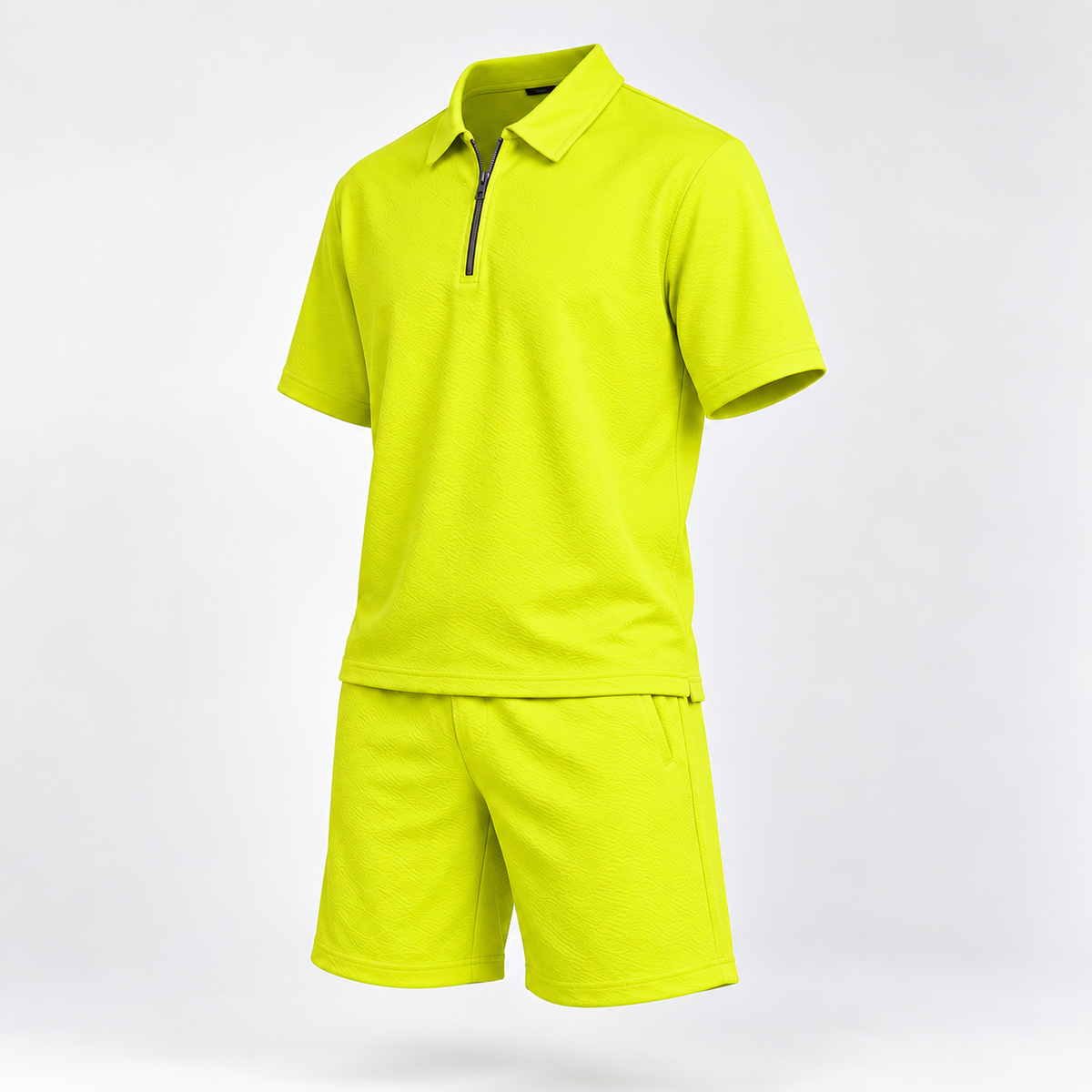 neon lime polo & shorts co-ord