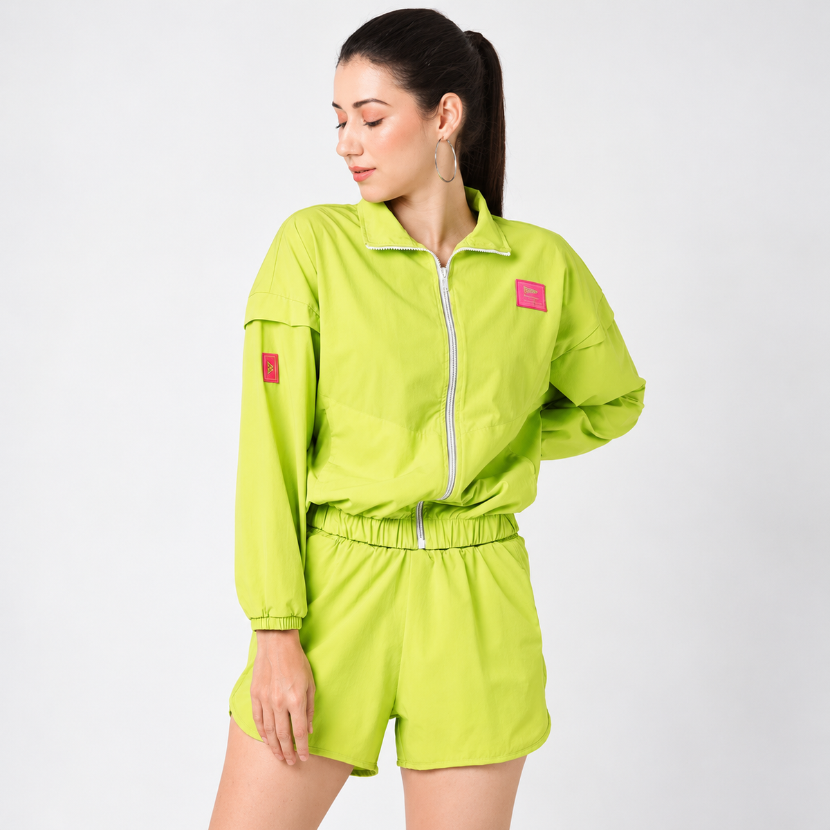 punch green jacket & shorts co-ord