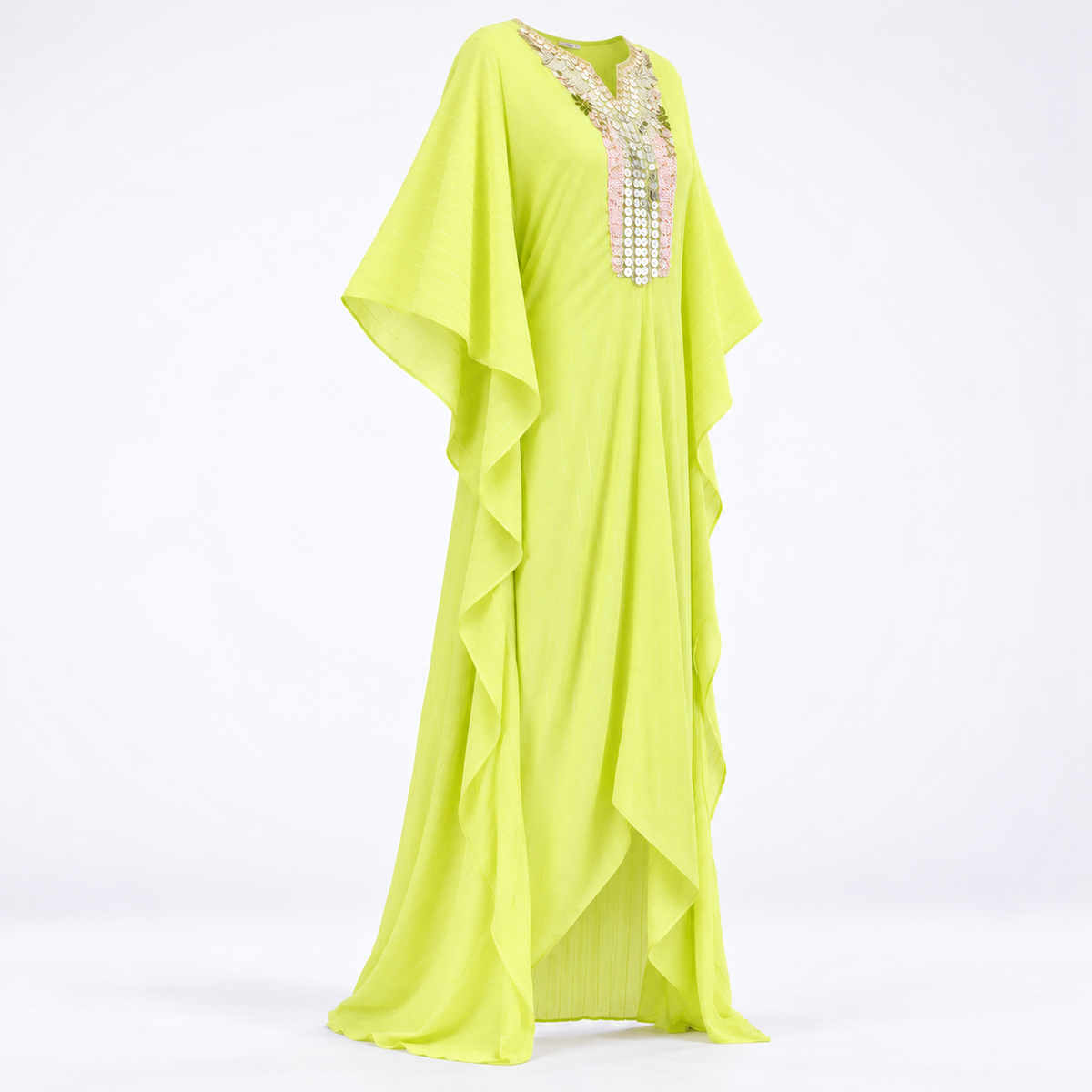 lime embellished kaftan