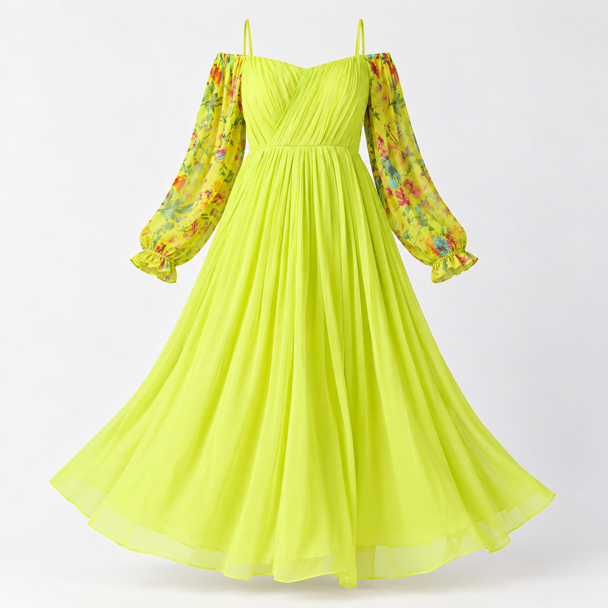 lime off-shoulder midi dress