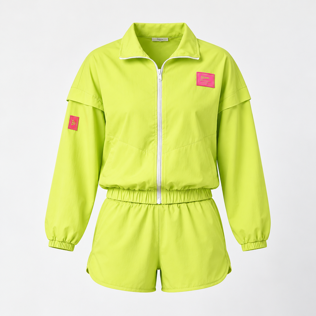 punch green jacket & shorts co-ord