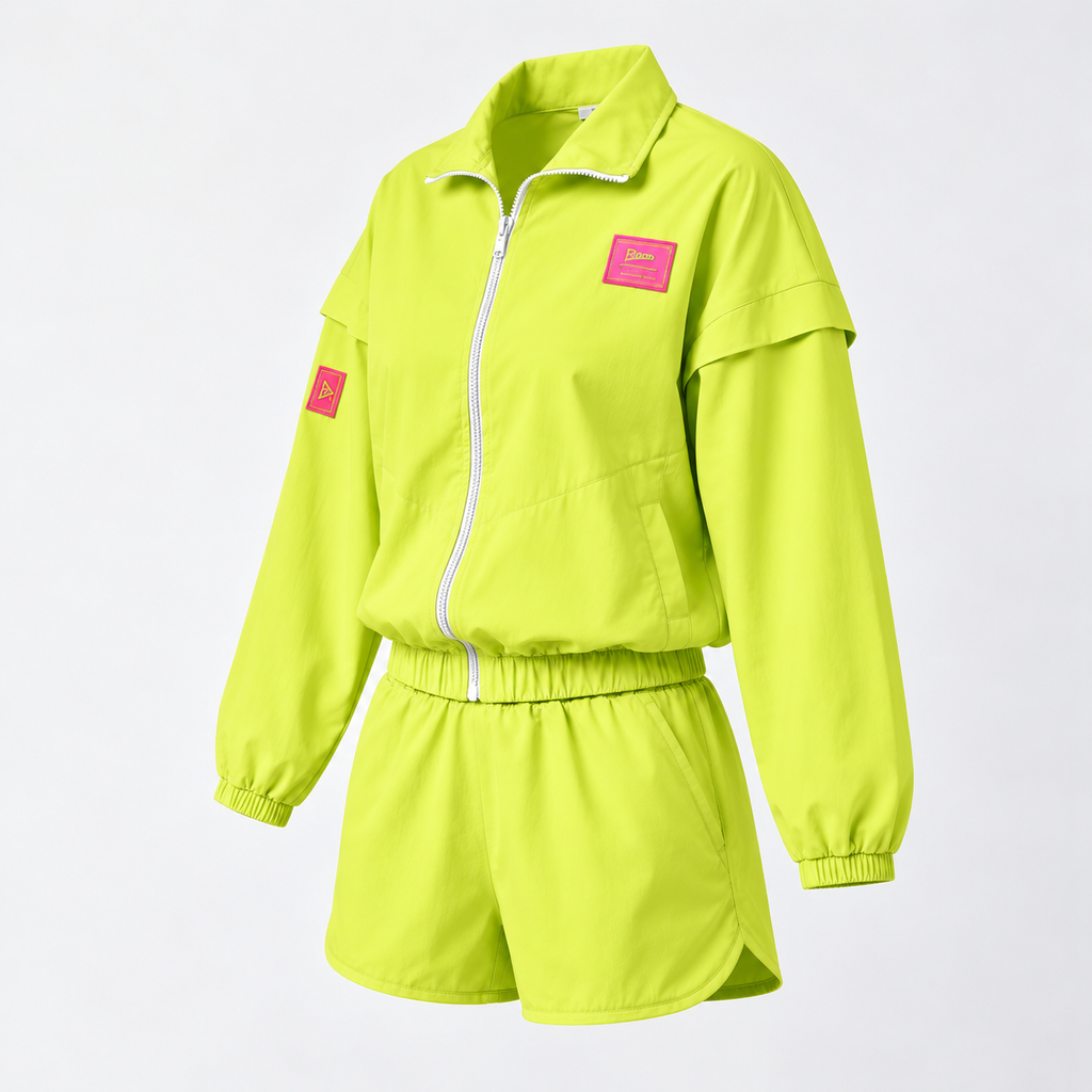 punch green jacket & shorts co-ord