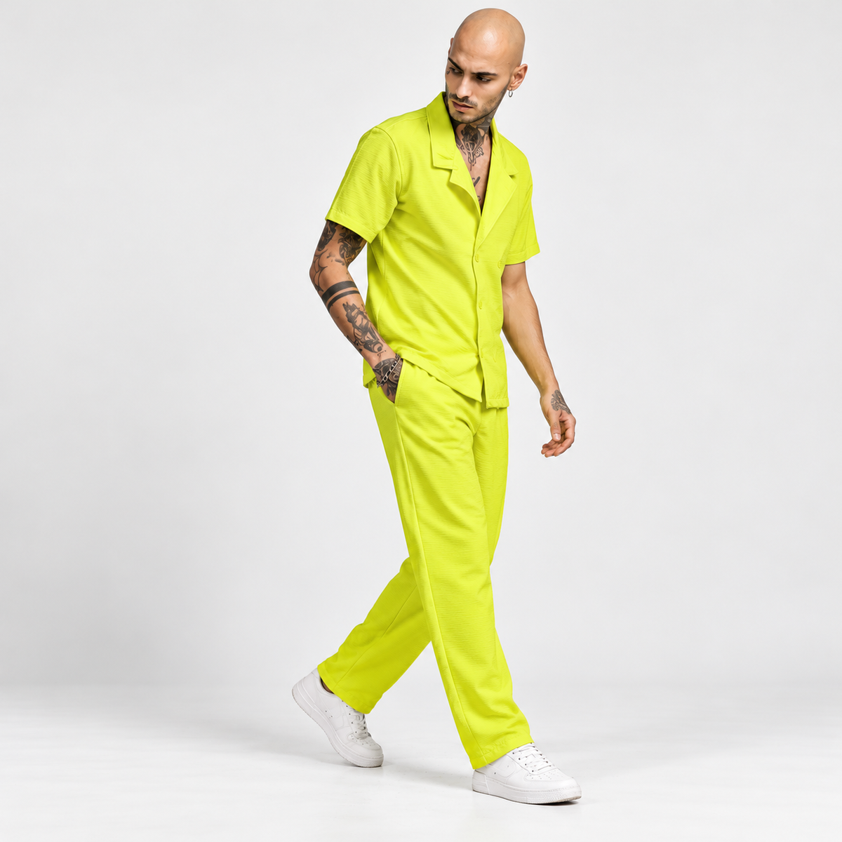 neon shirt & trousers co-ord