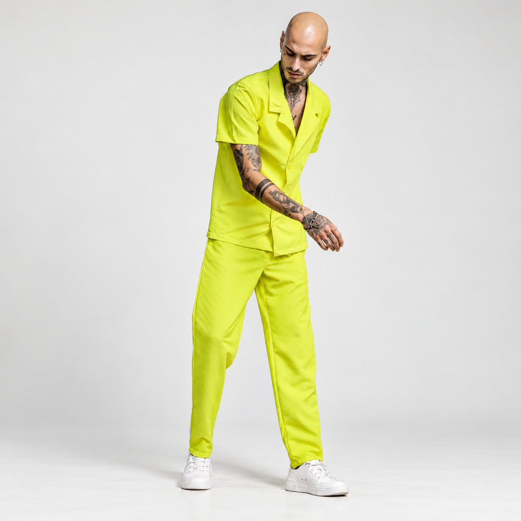 neon shirt & trousers co-ord