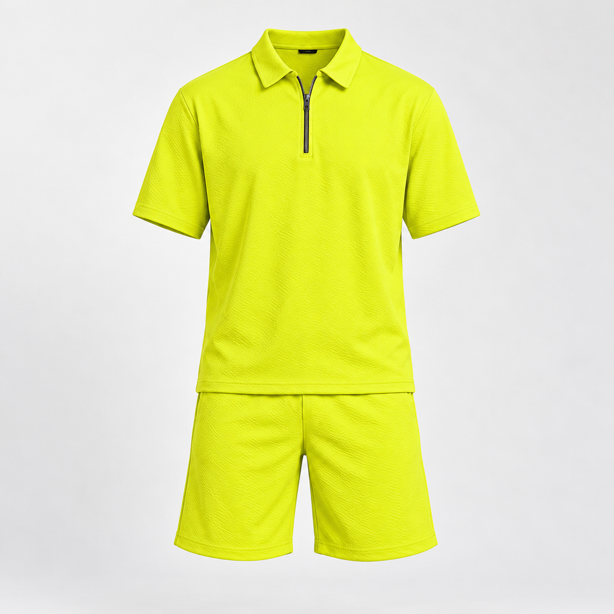 neon lime polo & shorts co-ord