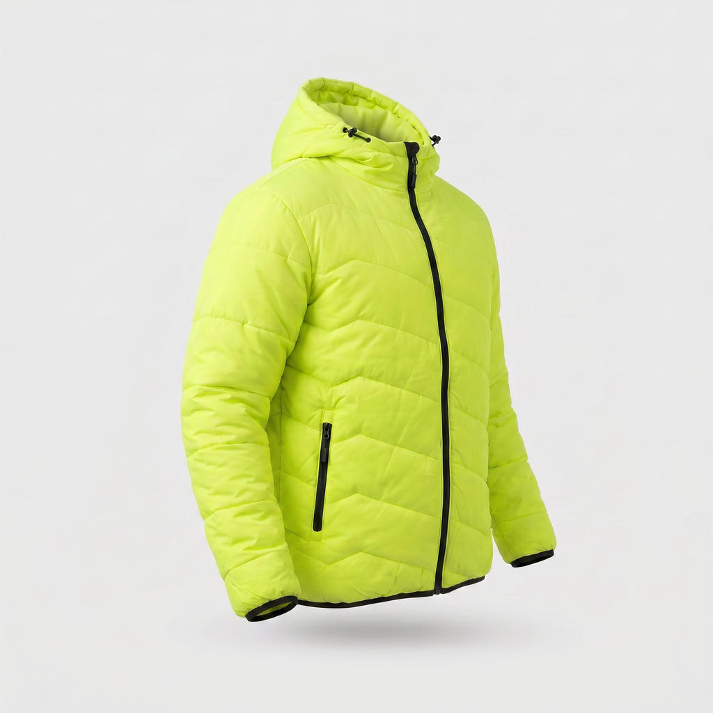neon green regular fit hooded jacket