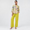 printed shirt & lime trousers co-ord