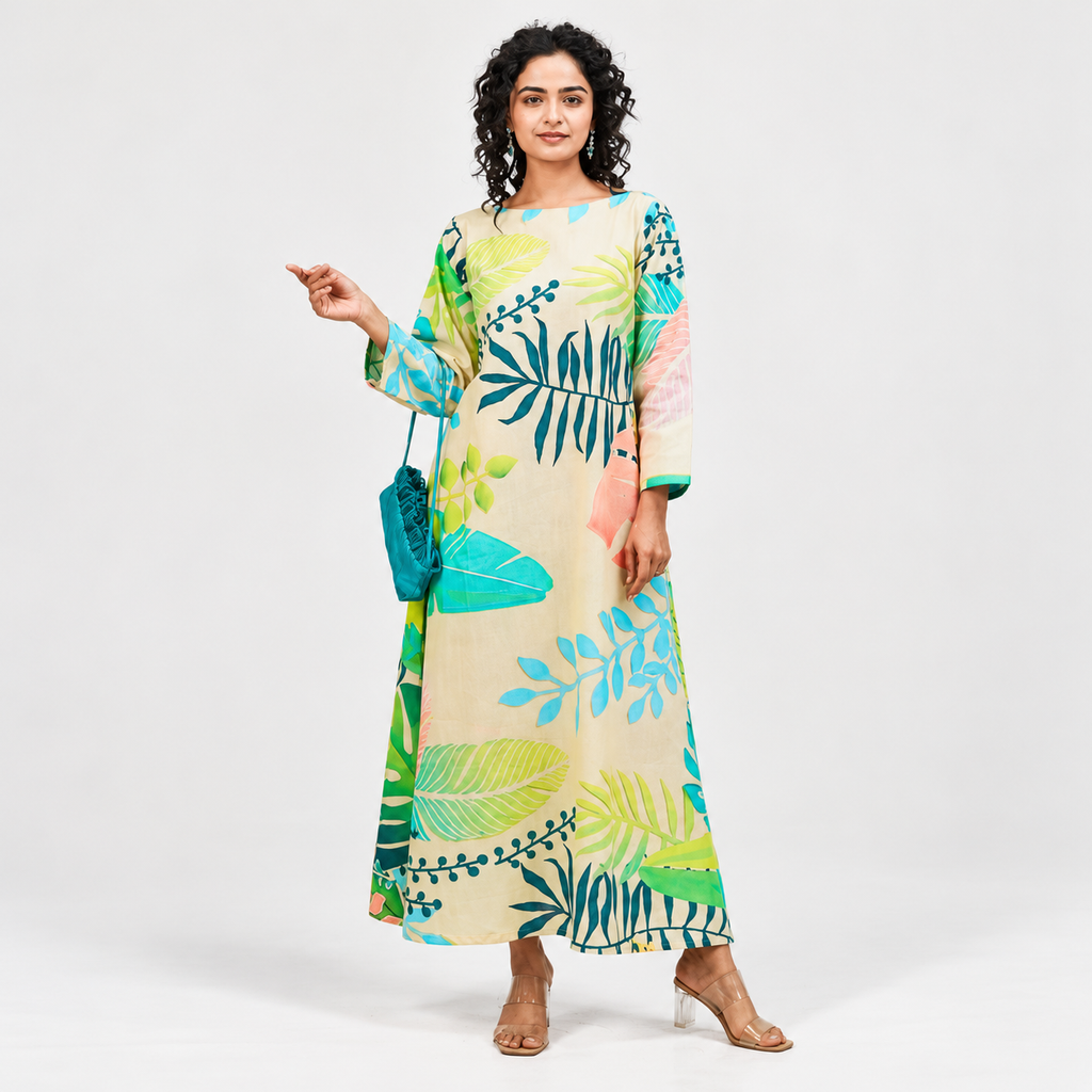 tropical print maxi dress