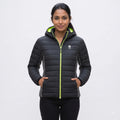 black puffer jacket with neon trim